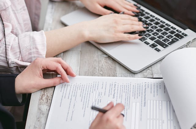 Person reviewing a document